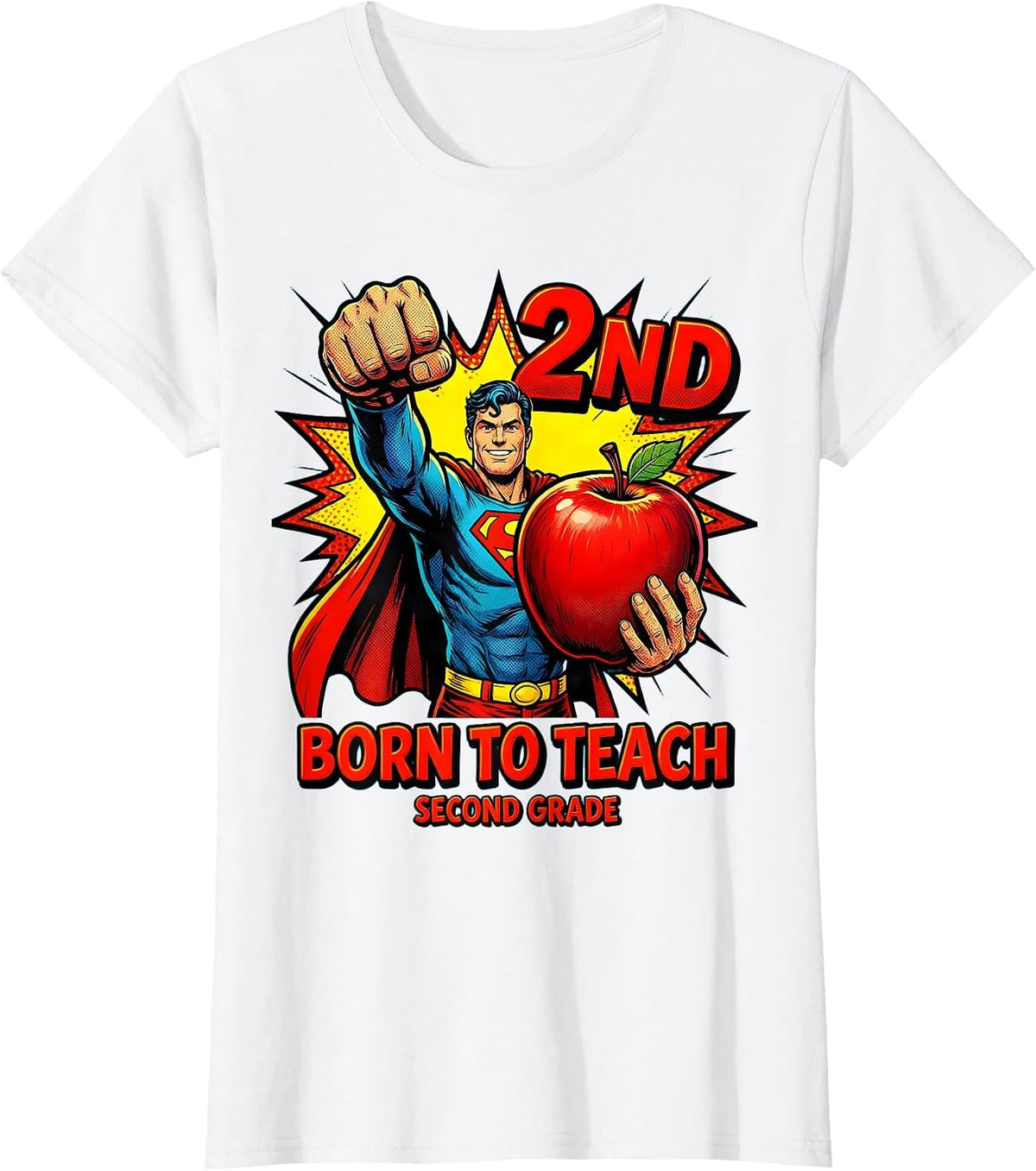 Born to Teach Second Grade Teacher Design T-Shirt - White