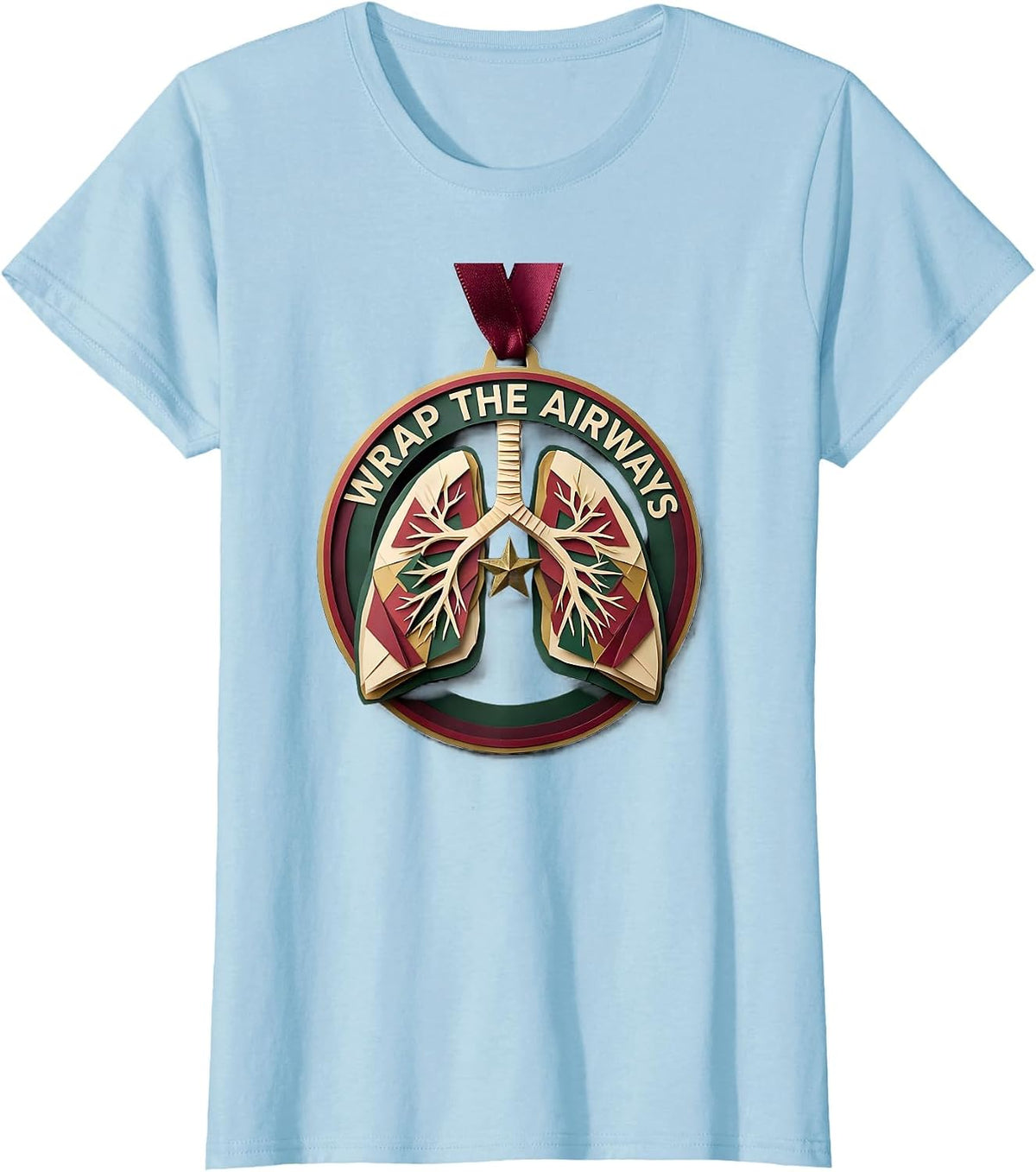 Wrap The Airways Paper Cutout Respiratory Therapist T-Shirt - Baby Blue