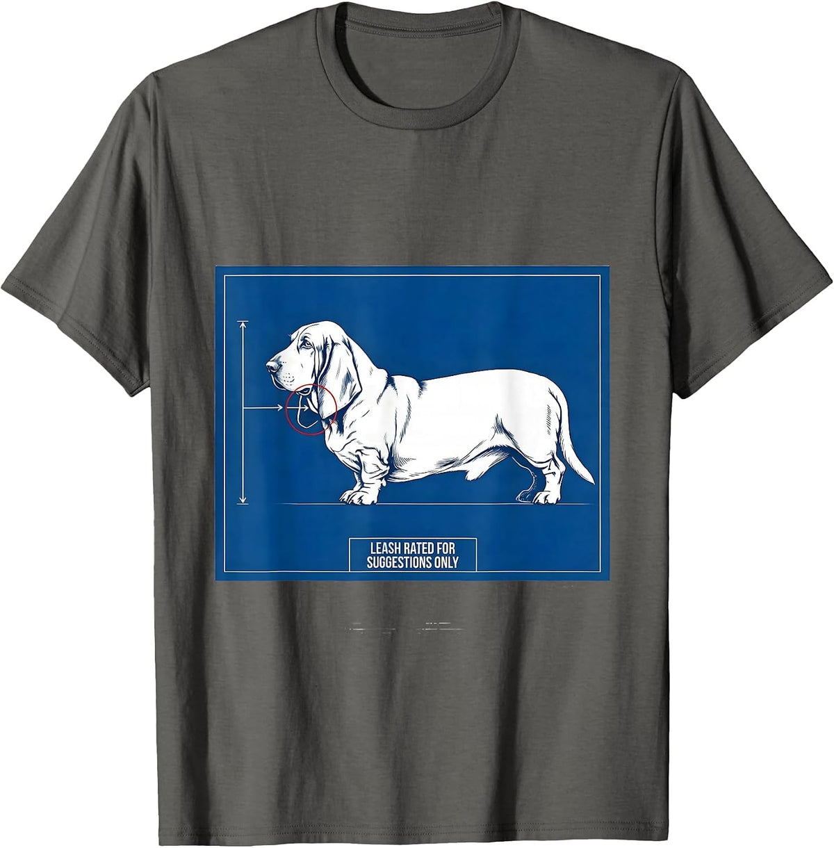 Leash Rated For Suggestions Only Funny Basset Hound Dog T-Shirt - Asphalt Grey