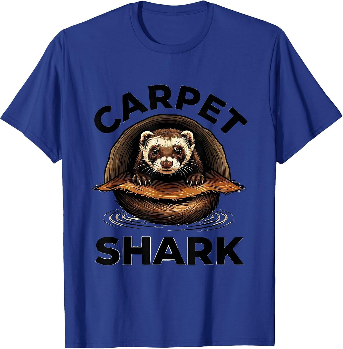 Carpet Shark Cel-Shaded Ferret Lover Pop-Culture Parody T-Shirt - Royal Blue
