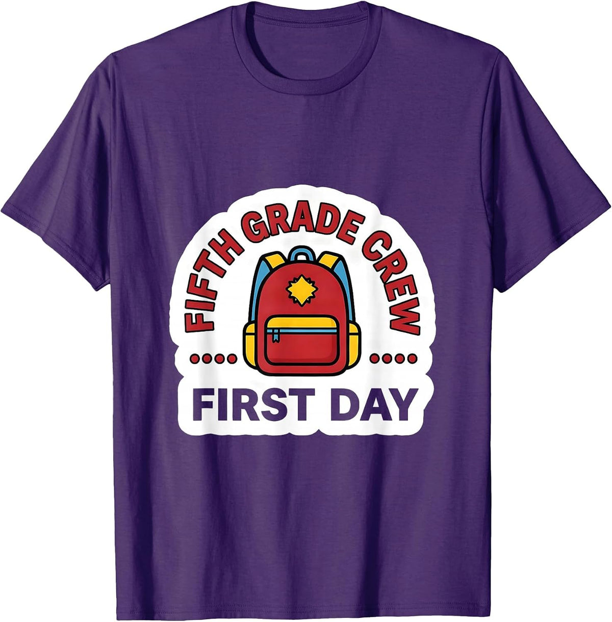 Fifth Grade Crew First Day Back To School Teacher Student T-Shirt - Purple