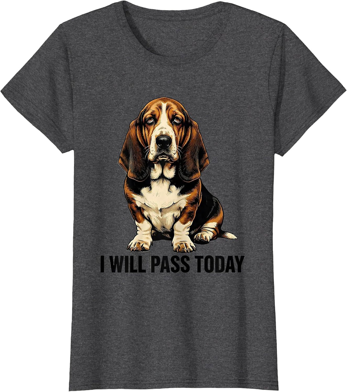 Women's I Will Pass Today Funny Basset Hound Dog Lover Dad Gift T-Shirt - Dark Heather Grey