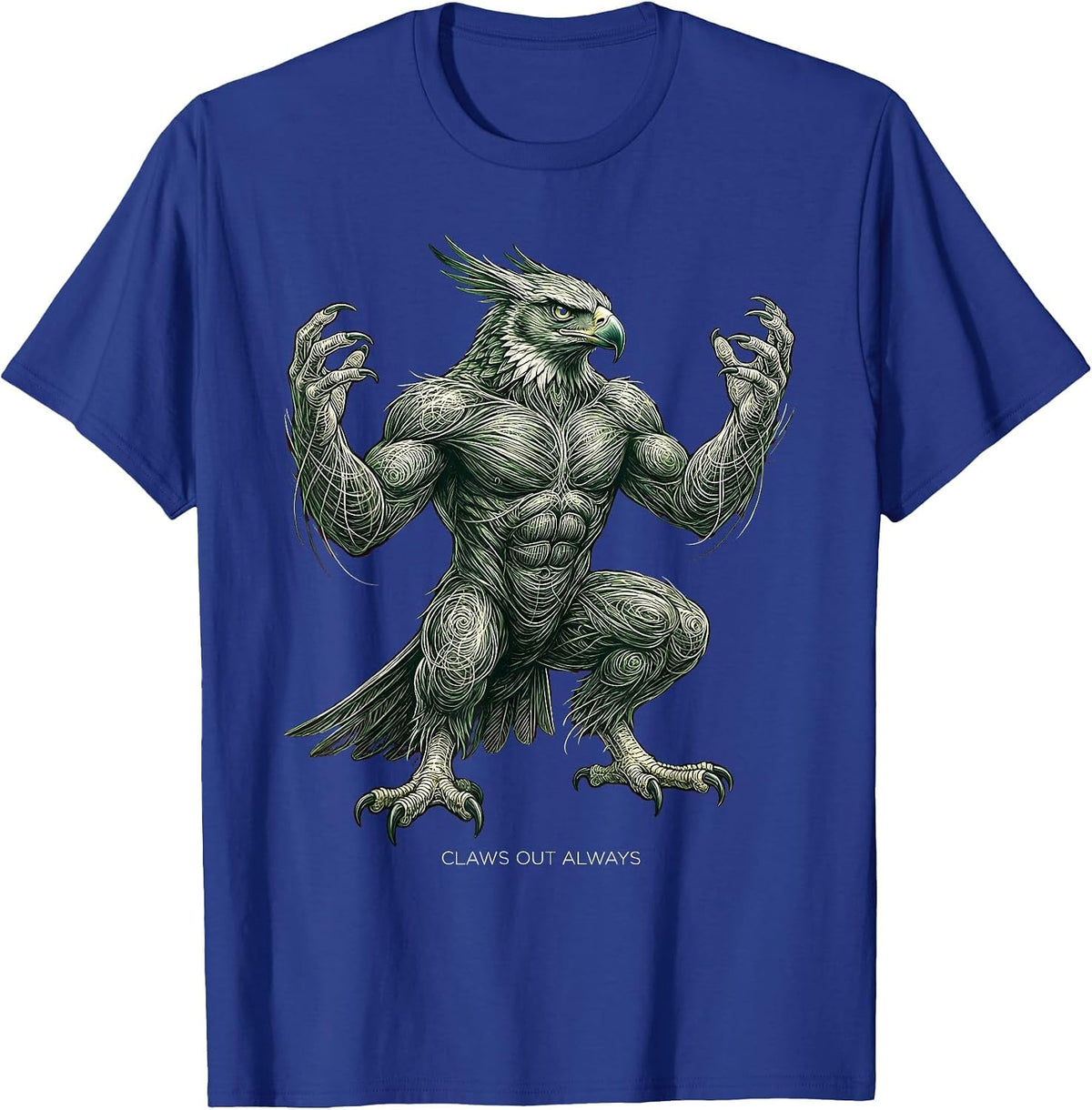 Men's Claws Out Always Fierce Dinosaur Design T-Shirt - Royal Blue