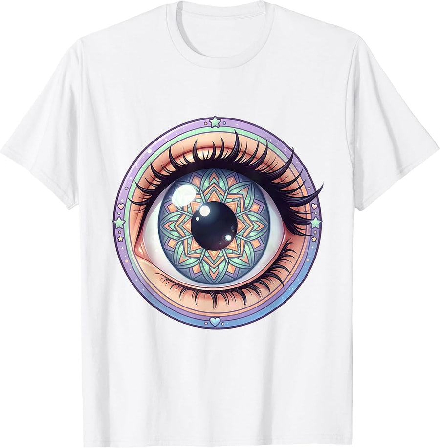 Men's Autism Kaleidoscope Eye Geometric Iris Design T-Shirt - White