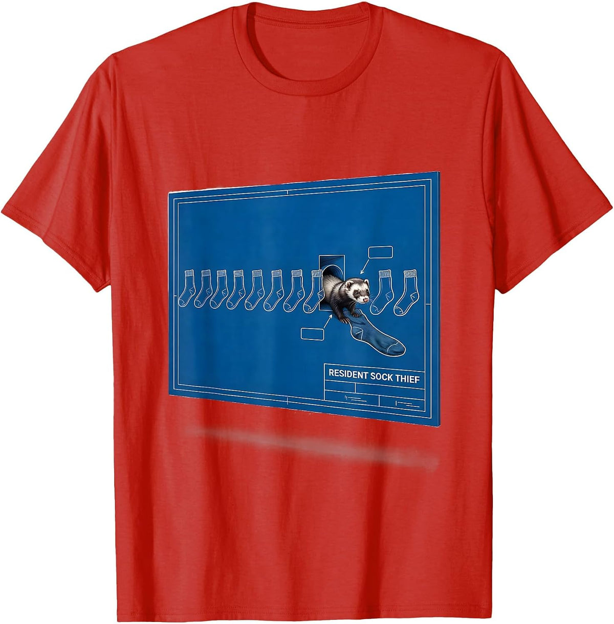Men's Resident Sock Thief Funny Ferret Lover Gift T-Shirt - Red