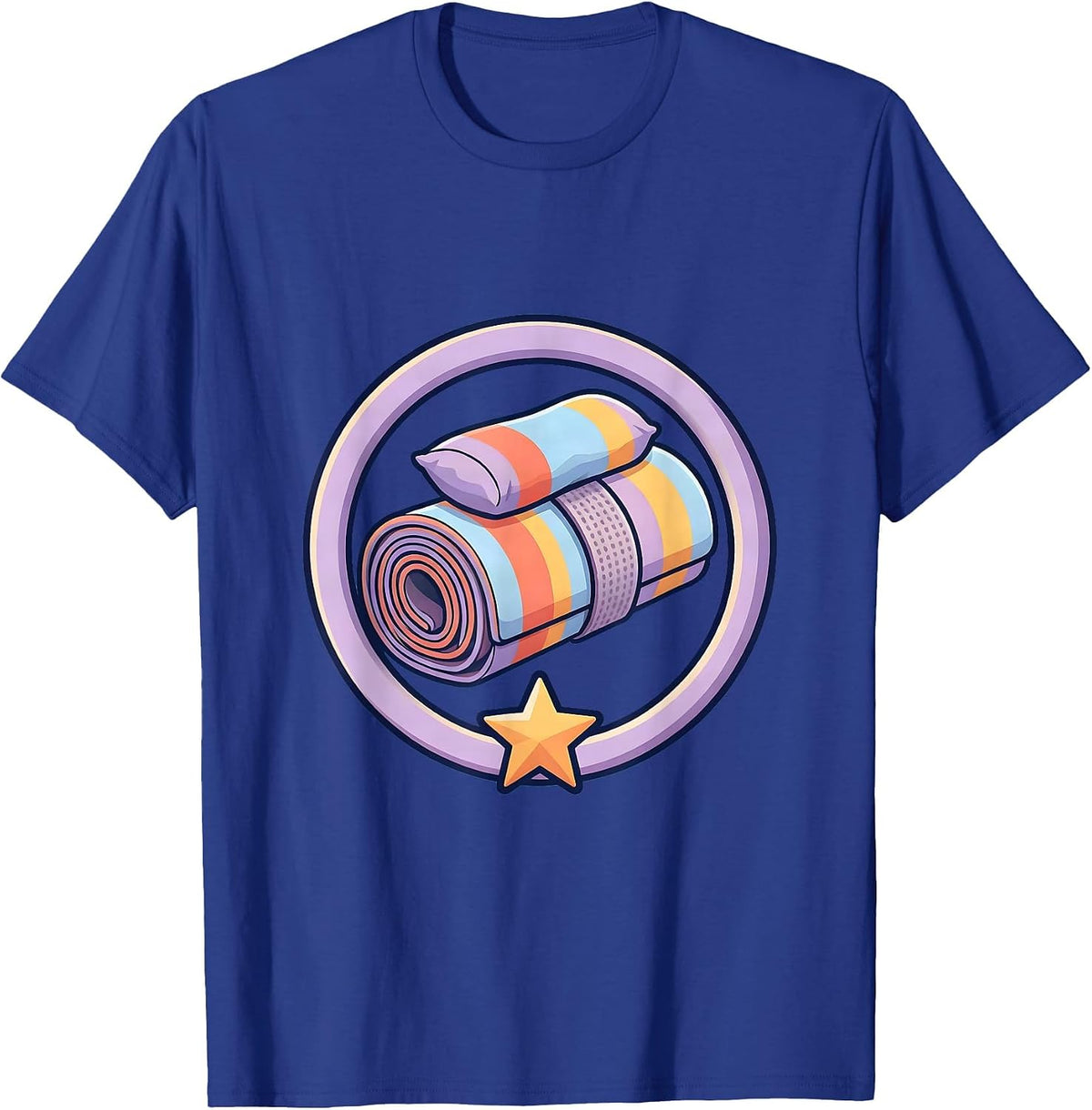 Preschool Teacher Nap Mat Rolled Up Graphic T-Shirt - Royal Blue