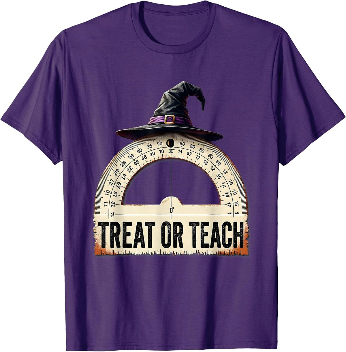 Treat Or Teach Funny Teacher Halloween Costume Pun Humor T-Shirt - Purple