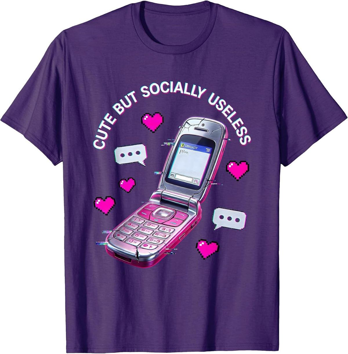 Cute But Socially Useless Funny Introvert Design T-Shirt - Purple