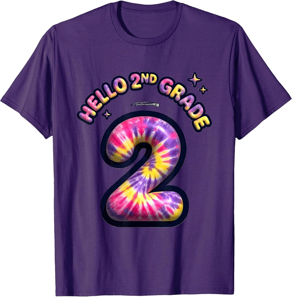 Hello 2nd Grade Tie Dye Back To School Teacher Student T-Shirt - Purple