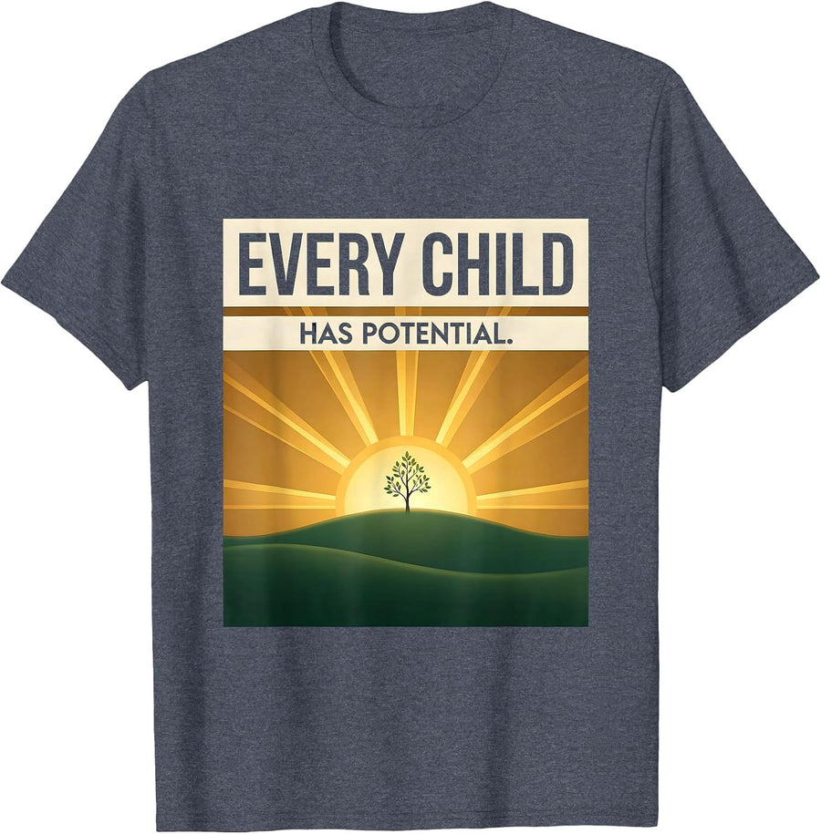 Every Child Has Potential Special Education Design T-Shirt - Heather Blue