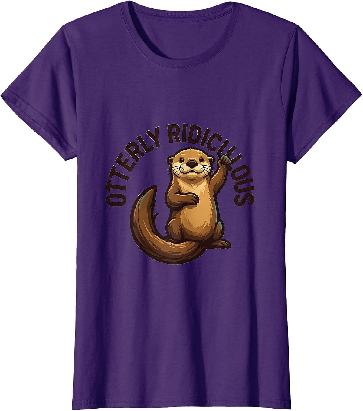 Women's Otterly Ridiculous Funny Otter Lover Mascot Logo T-Shirt - Purple
