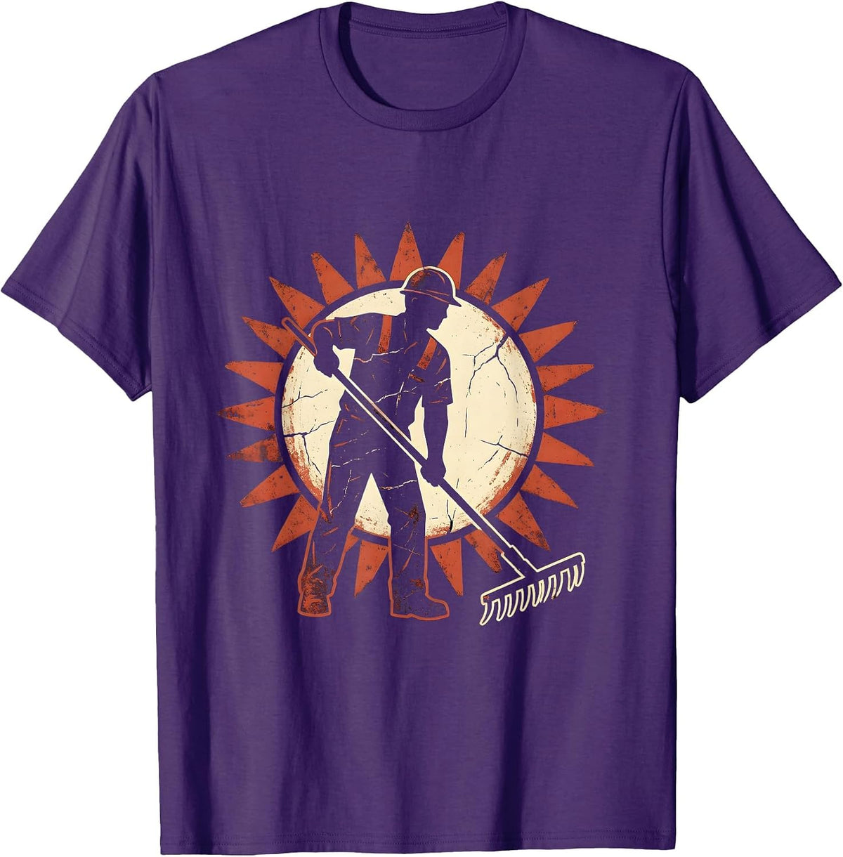 Labor Day Roadworker Asphalt Crew Illustration T-Shirt - Purple