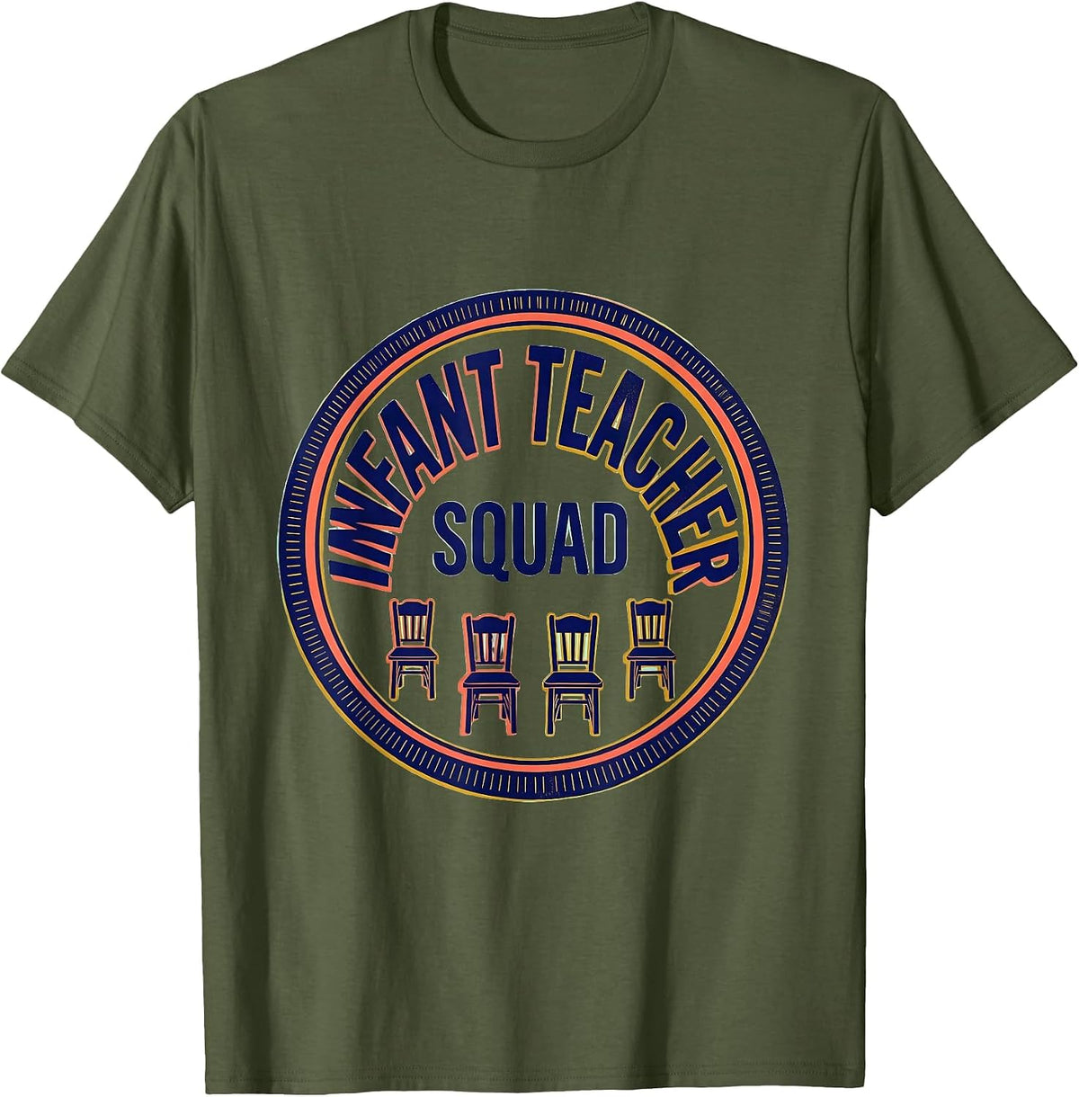 Men's Infant Teacher Squad Daycare Provider Childcare Staff T-Shirt - Olive Green