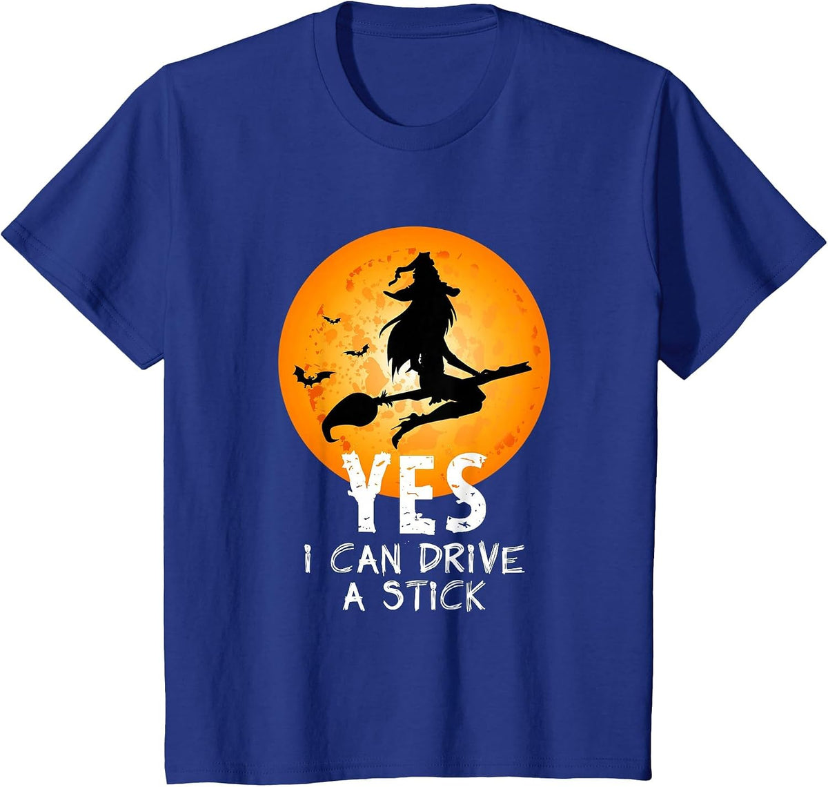 Halloween Witch Yes I Can Drive A Stick Funny Halloween T-Shirt - Royal Blue