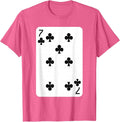 Seven of Clubs Playing Cards Halloween Costume Casino Easy T-Shirt - Pink Heather