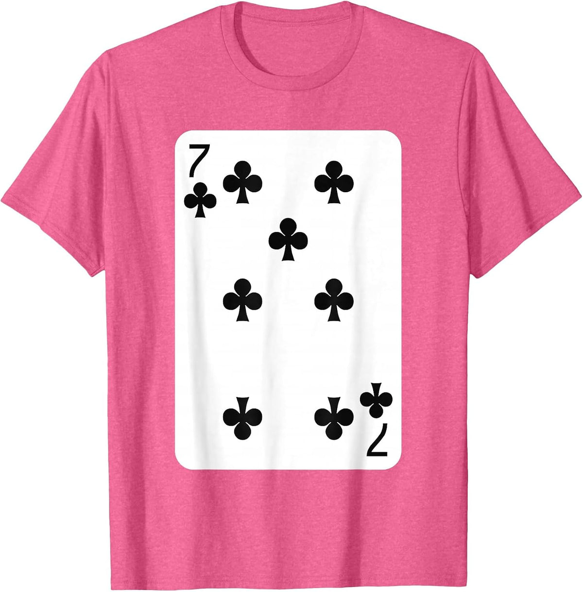 Seven of Clubs Playing Cards Halloween Costume Casino Easy T-Shirt - Pink Heather