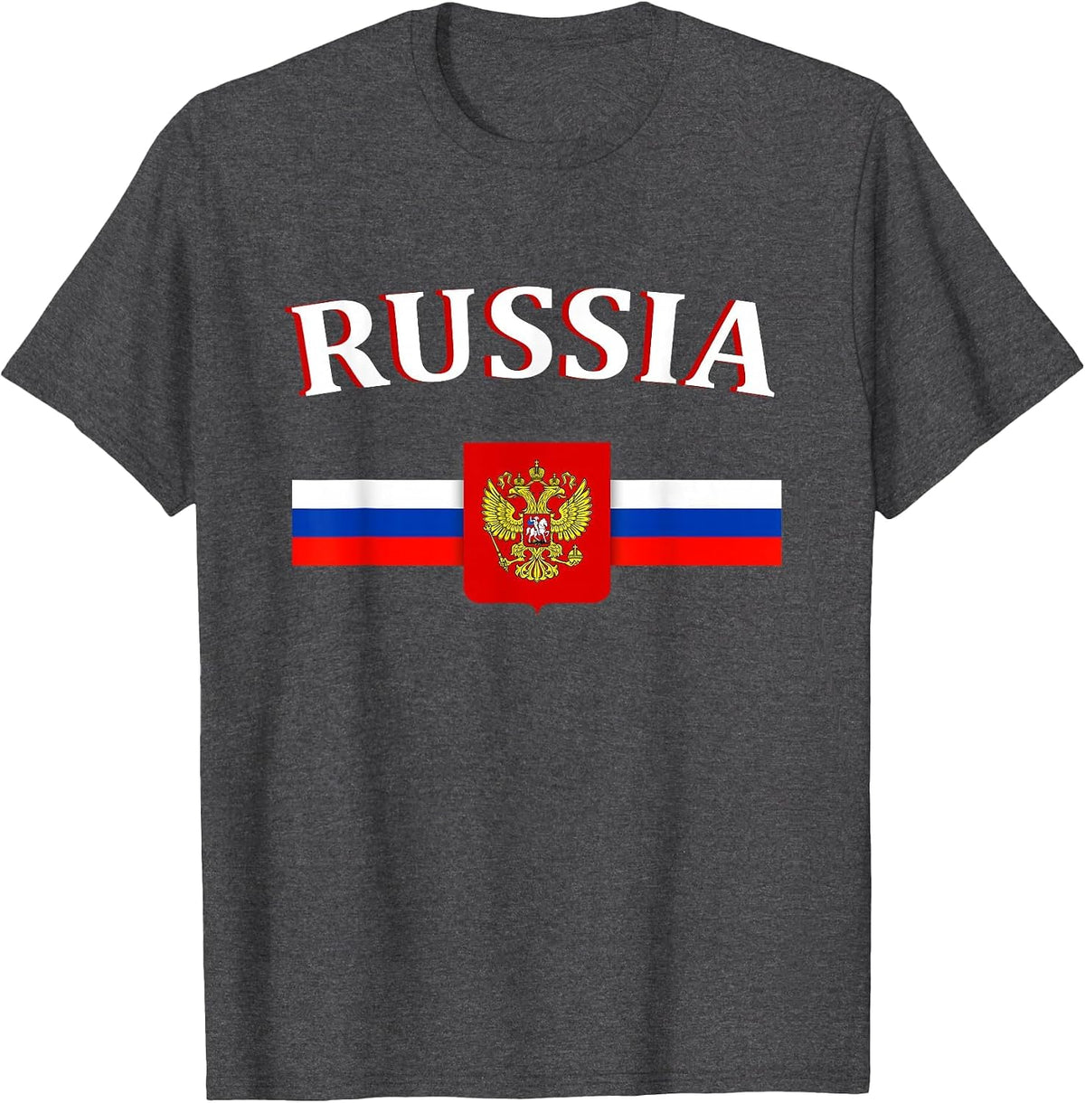 Russian Flag T-Shirt Russian Emblem Shirt Russia Tee - Dark Heather Grey