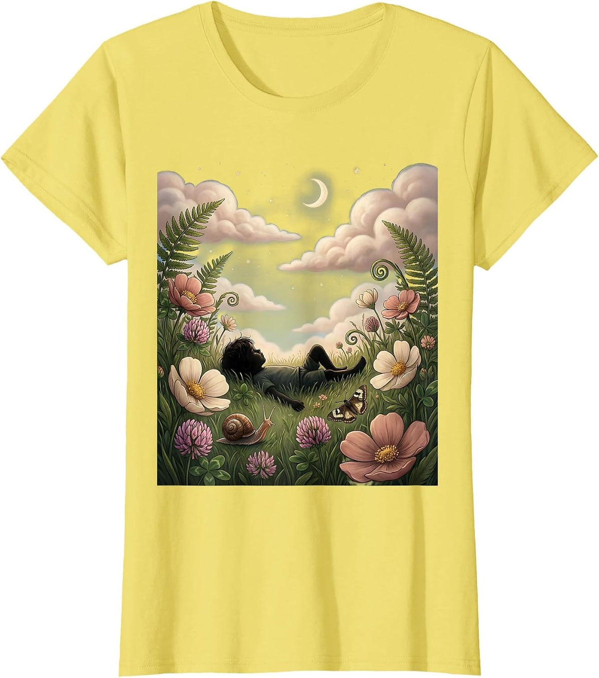 Autism Awareness Child Watching Clouds Art T-Shirt - Lemon Yellow