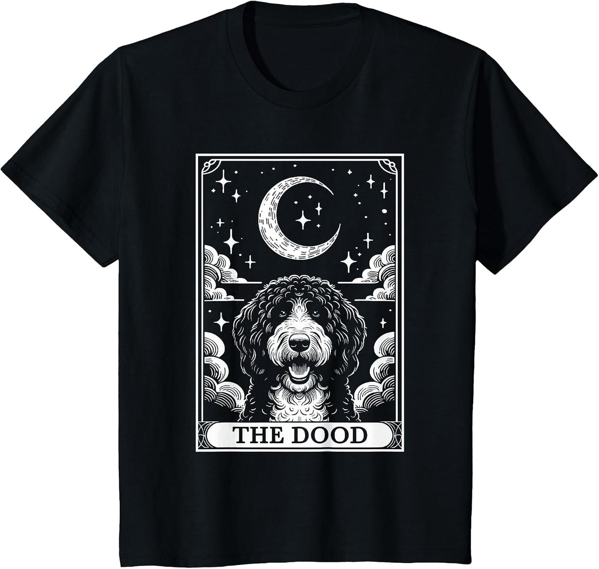 Tarot Card Vintage Half Moon Bernedoodle Dog Mum T-Shirt - Black