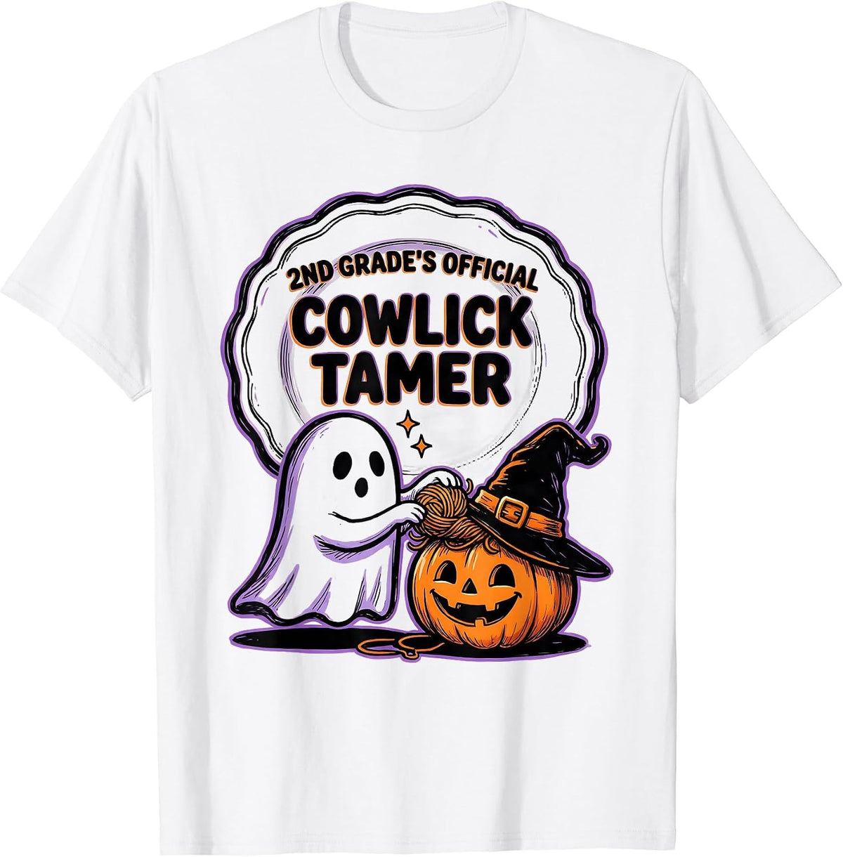 Men's 2nd Grade's Official Cowlick Tamer Spooky Second Grade T-Shirt - White