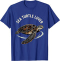 Sea Turtle Lover Linocut Ocean Animal Beach Art T-Shirt - Royal Blue