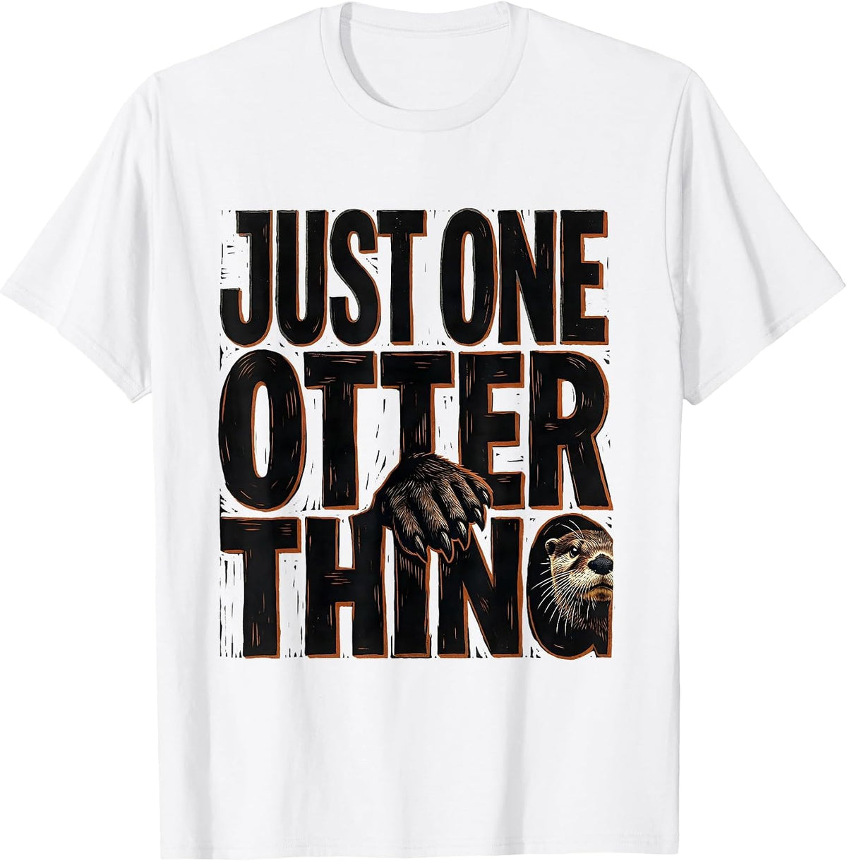 Men's Just One Otter Thing Funny Otter Lover Linocut Gift T-Shirt - White
