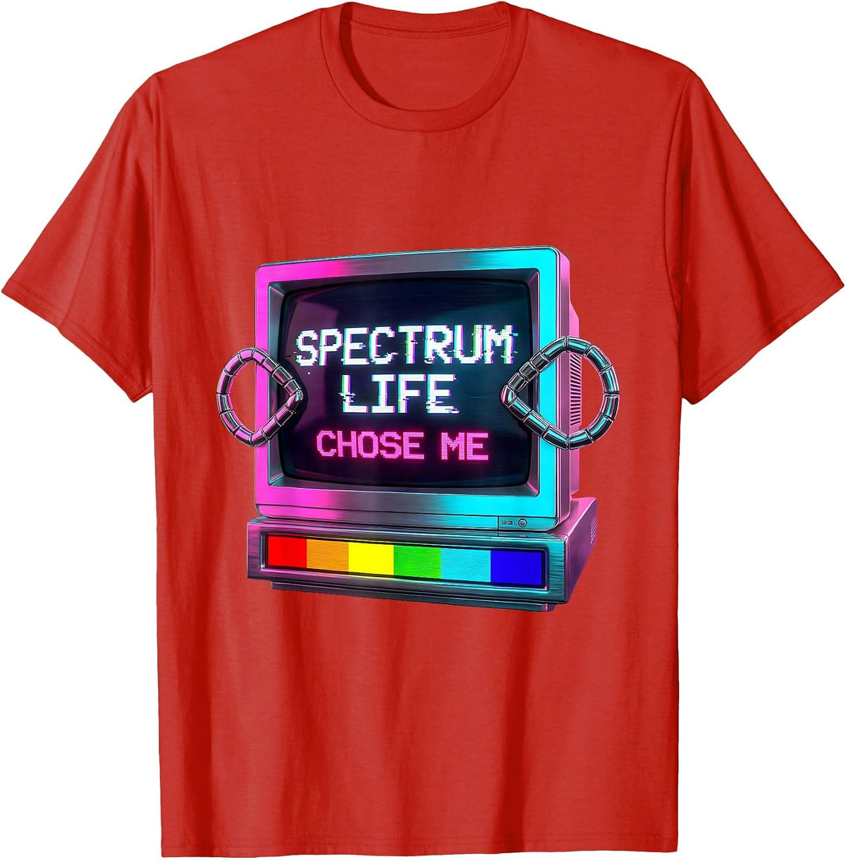 Men's Spectrum Life Chose Me Autism Awareness Design T-Shirt - Red