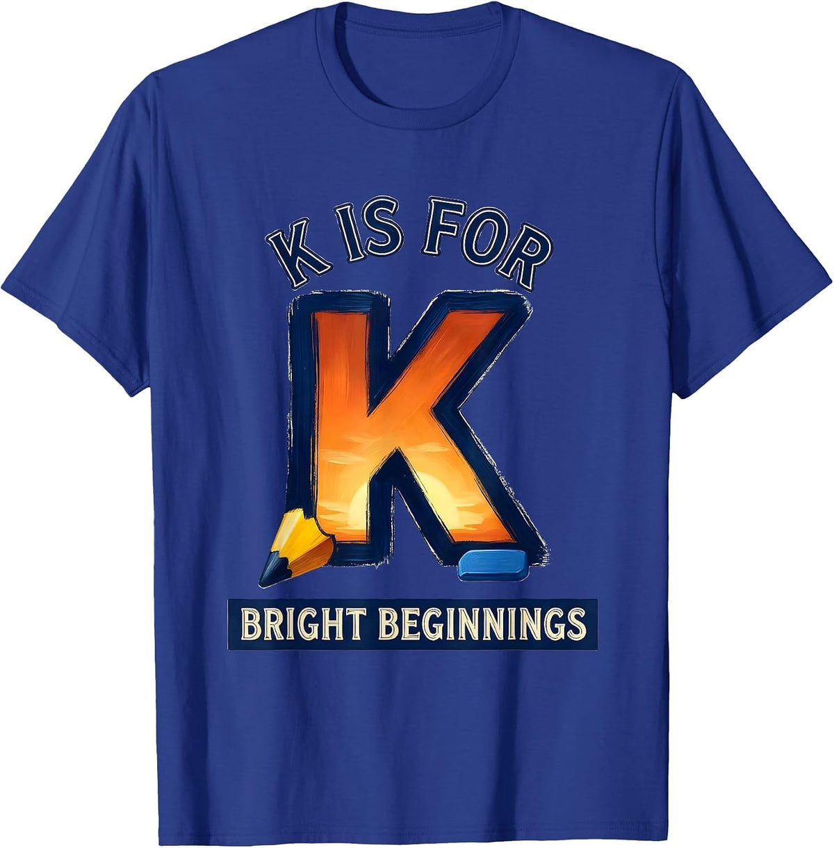 K Is For Bright Beginnings Retro Kindergarten Teacher T-Shirt - Royal Blue
