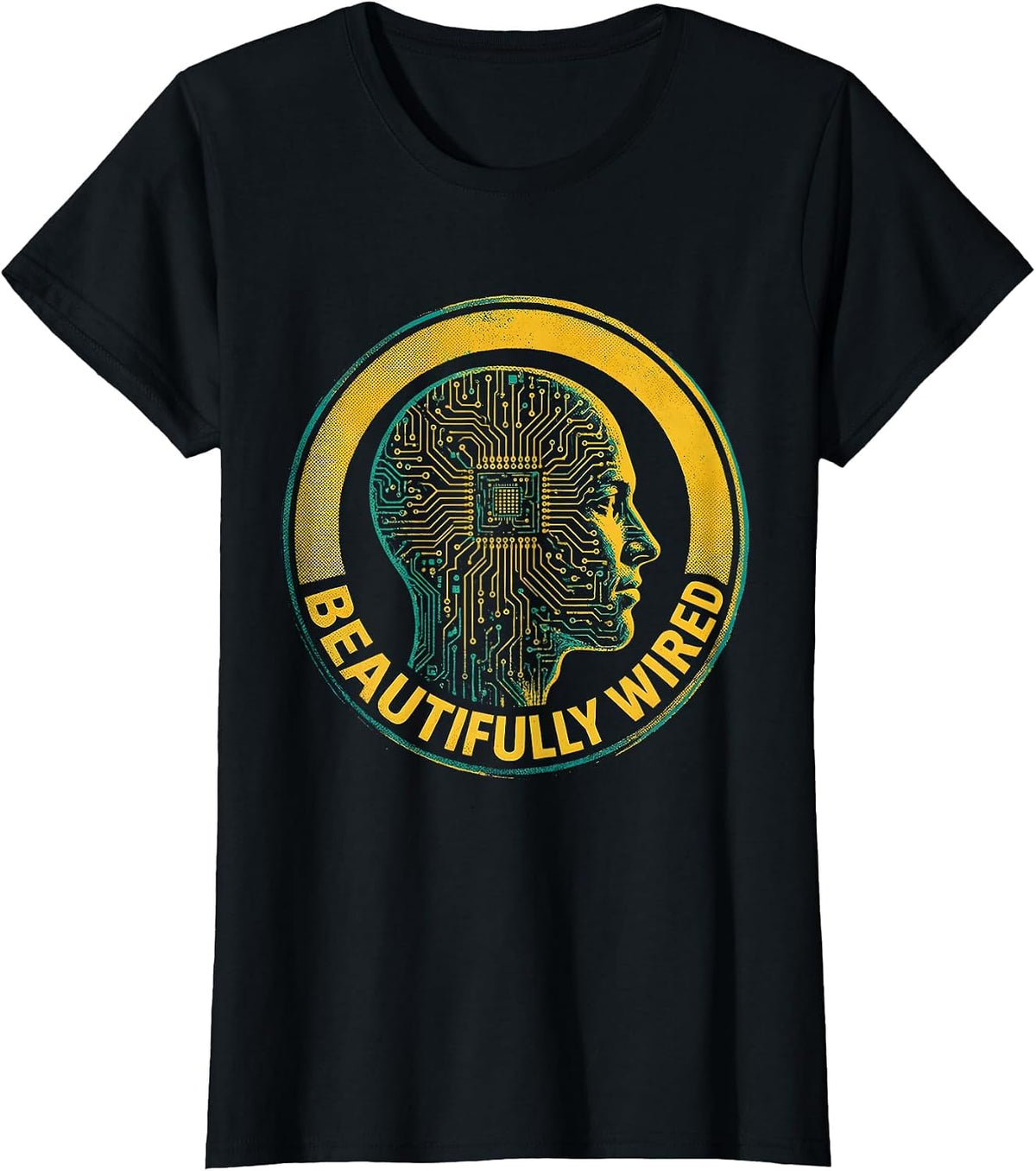 Women's Beautifully Wired Autism Awareness Design T-Shirt - Black