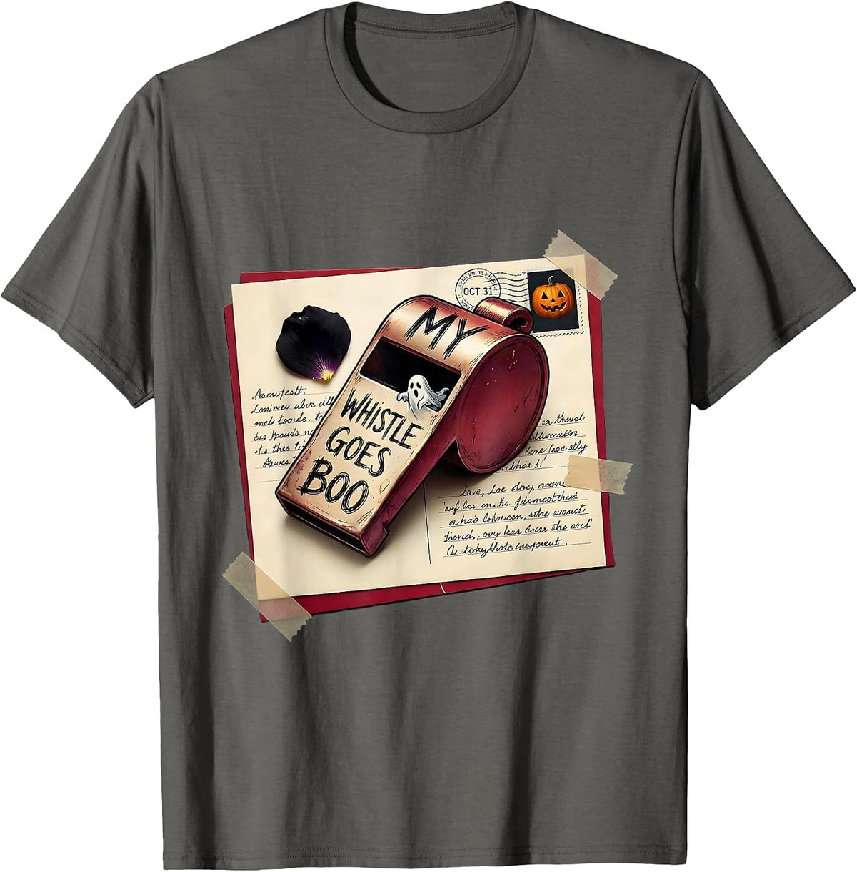 Men's My Whistle Goes Boo Halloween Teacher Design T-Shirt - Asphalt Grey