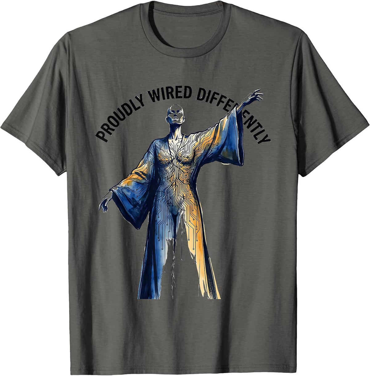 Proudly Wired Differently Autism Awareness Design T-Shirt - Asphalt Grey