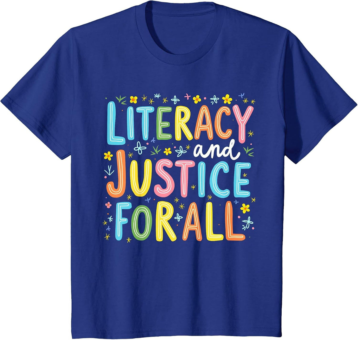 Literacy and Justice for All Protect Banned Books Library T-Shirt - Royal Blue