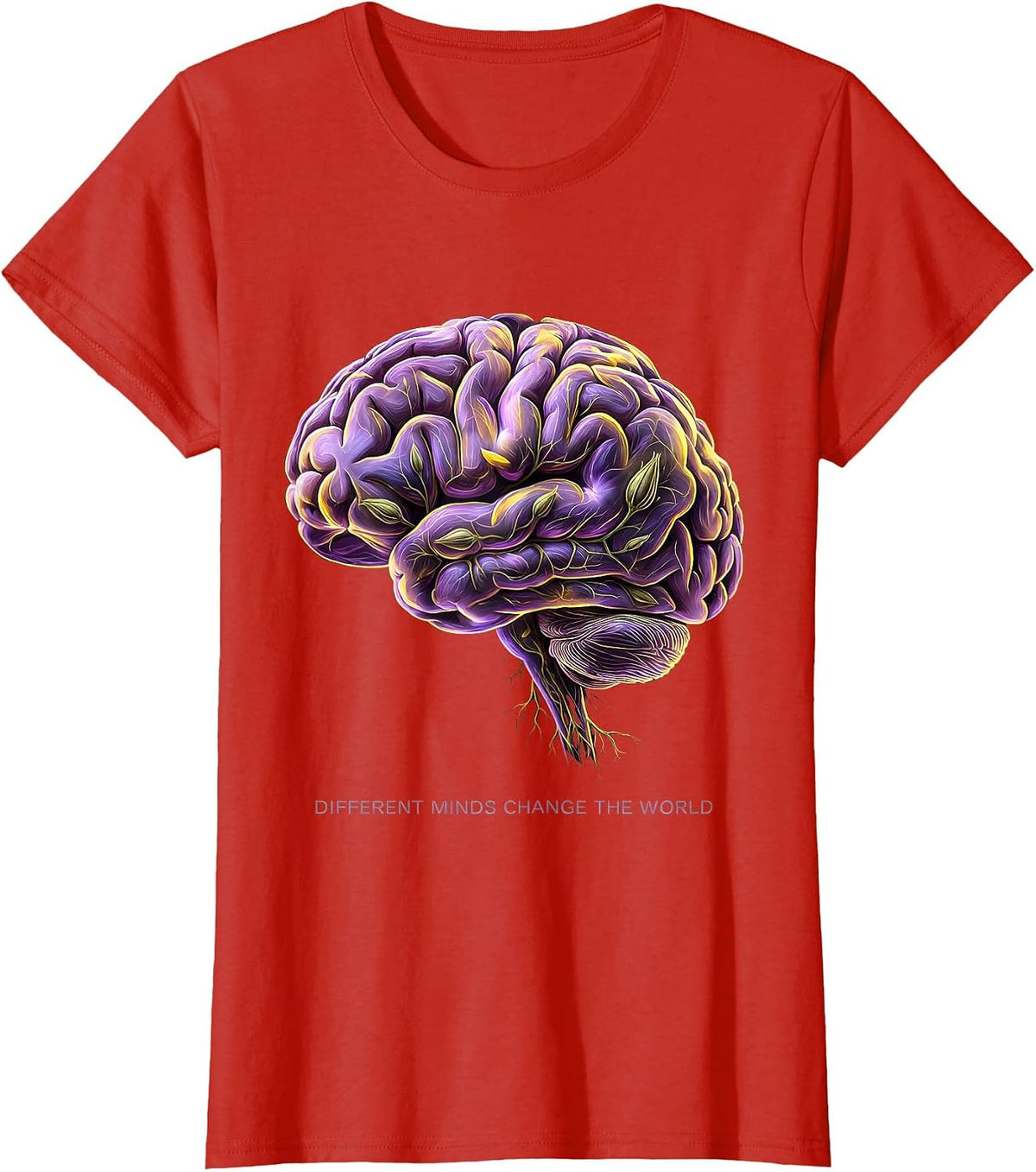Different Minds Change The World Autism Design T-Shirt - Red