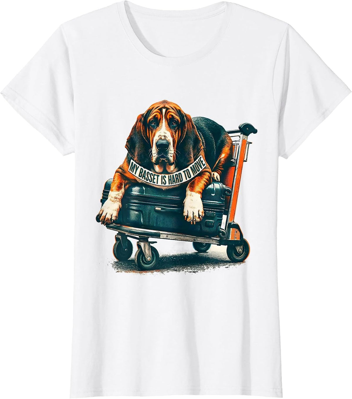 My Basset Is Hard To Move Funny Basset Hound Dog Owner Gift T-Shirt - White
