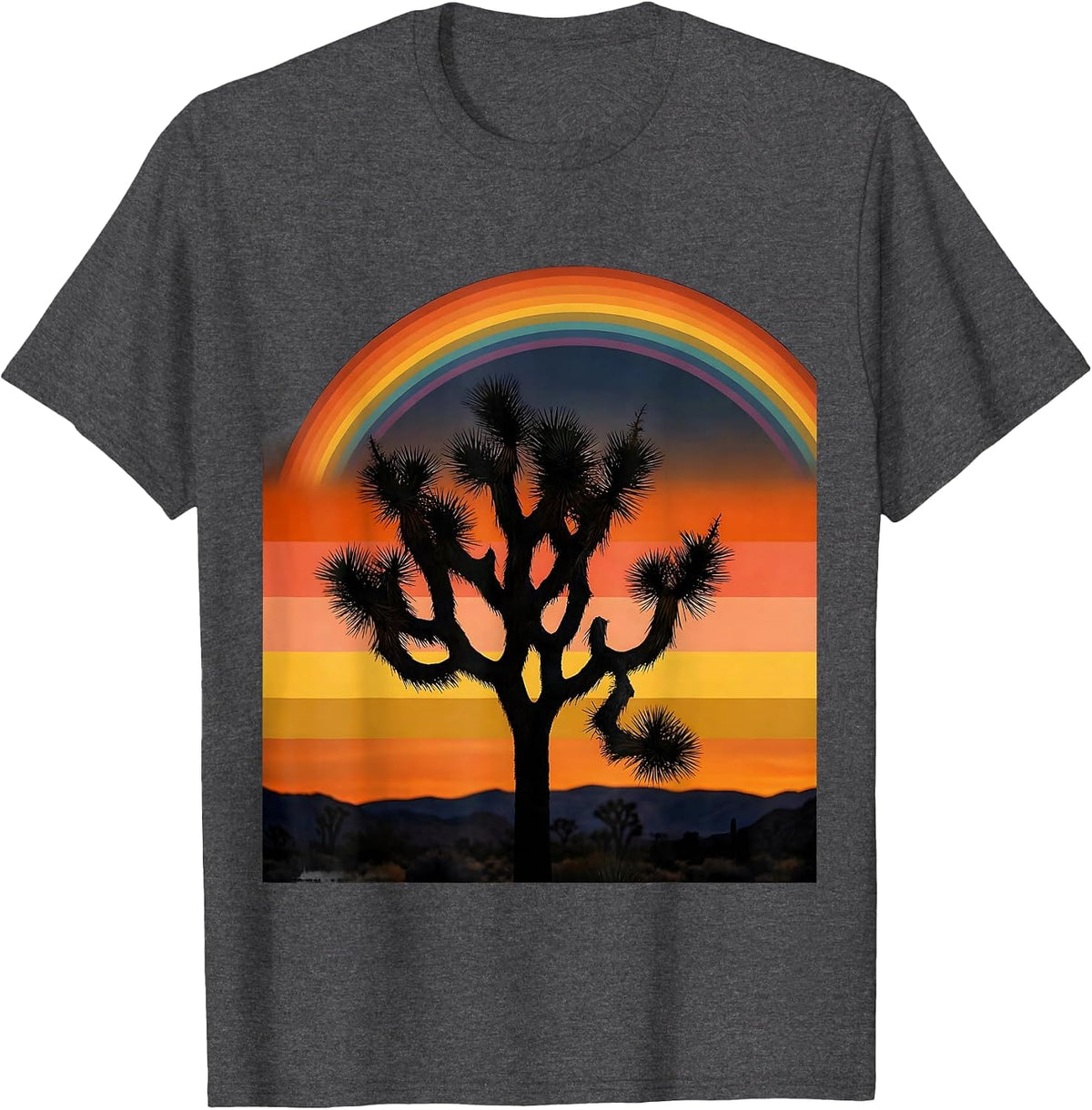 Joshua Tree Milky Way California Night Sky T-Shirt - Dark Heather Grey
