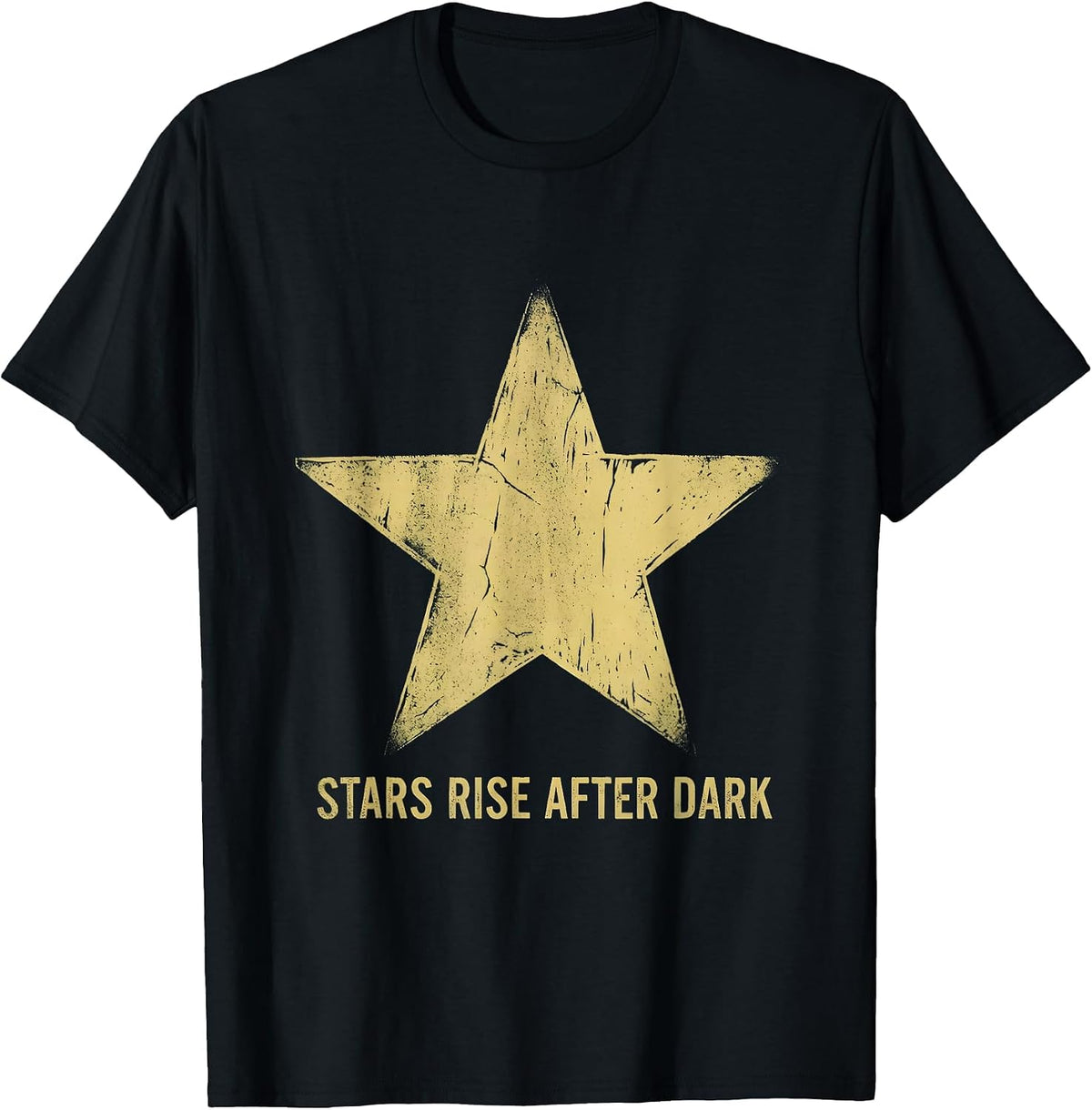 Men's Stars Rise After Dark Inspirational Star Design T-Shirt - Black