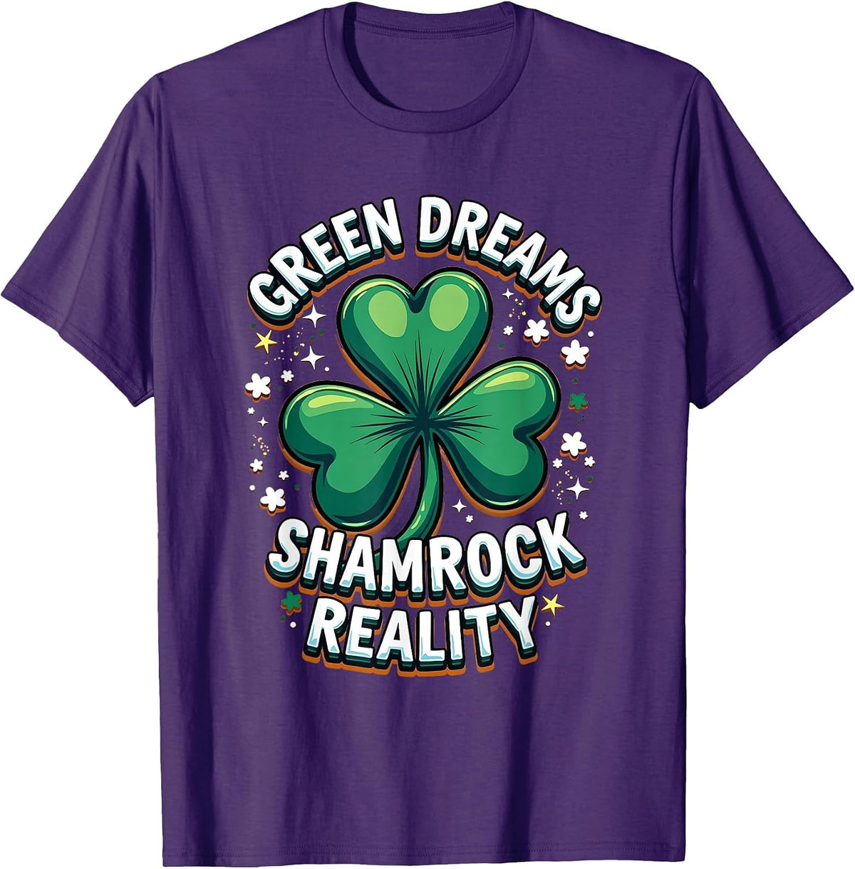 Green Dreams Shamrock Reality St Patricks Day T-Shirt - Purple