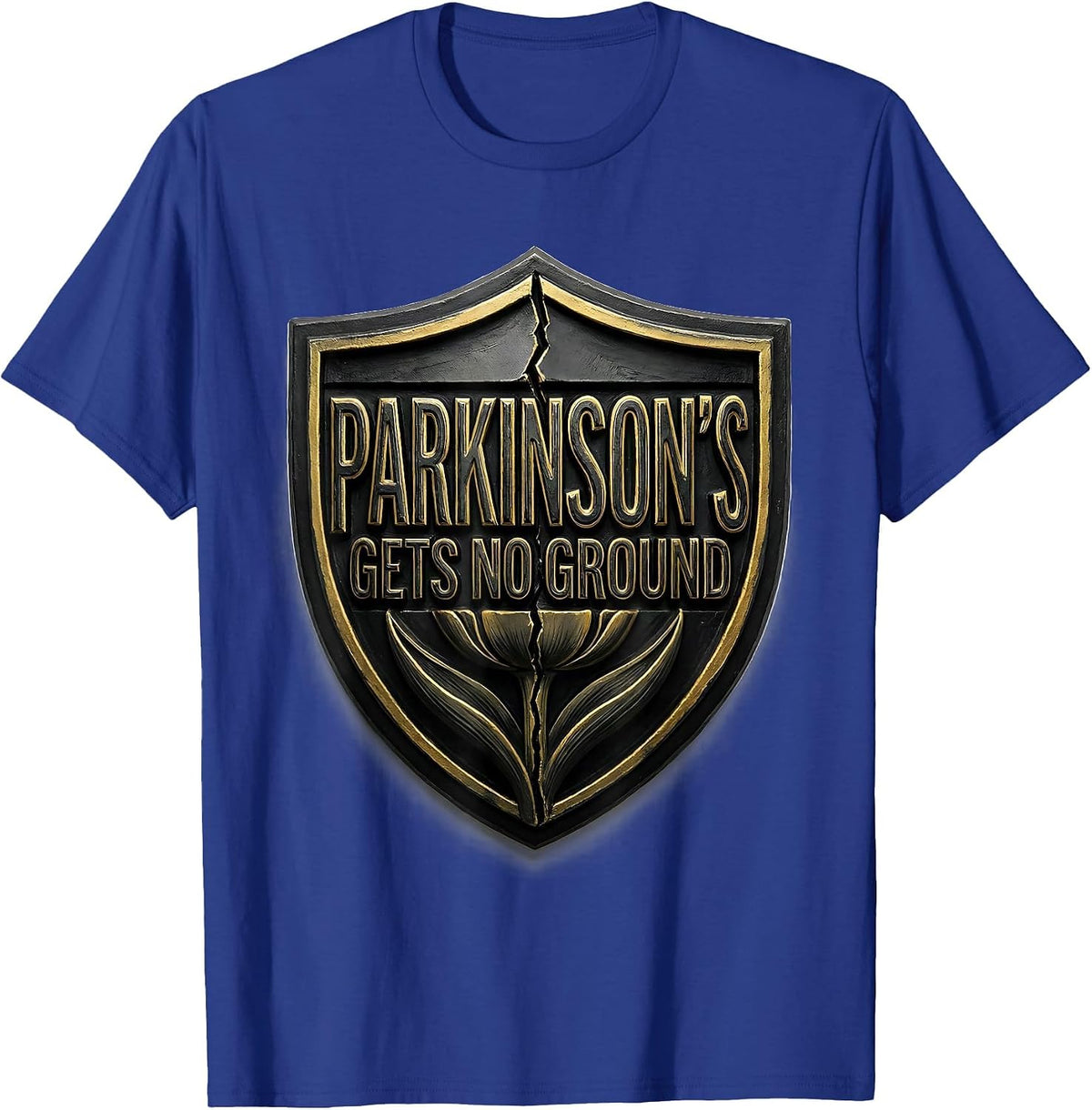 Men's Parkinson's Gets No Ground Defiant Awareness Support Ribbon T-Shirt - Royal Blue