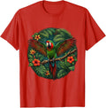 Men's Puerto Rican Parrot Jungle Canopy Illustration T-Shirt - Red