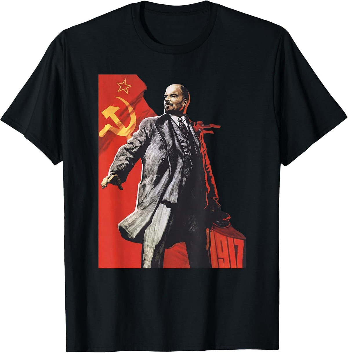 Lenin Forever Soviet Union USSR Russia Retro Vintage Jersey T-Shirt - Black