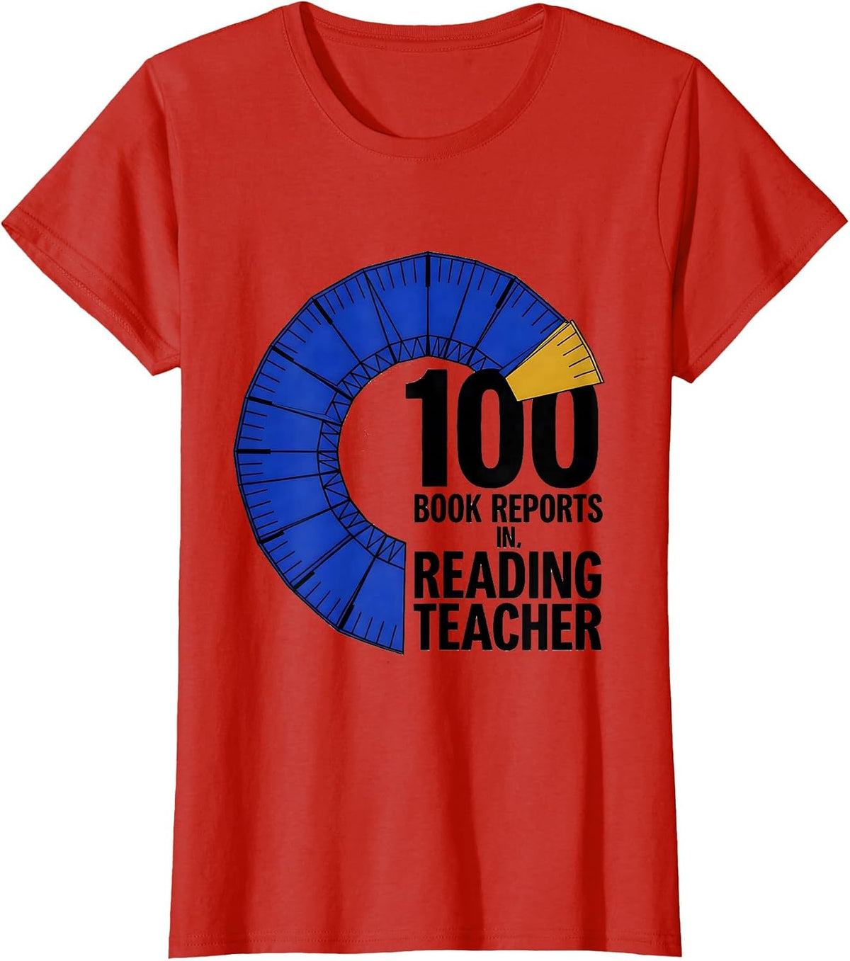 100 Book Reports In Reading Teacher 100th Day of School T-Shirt - Red