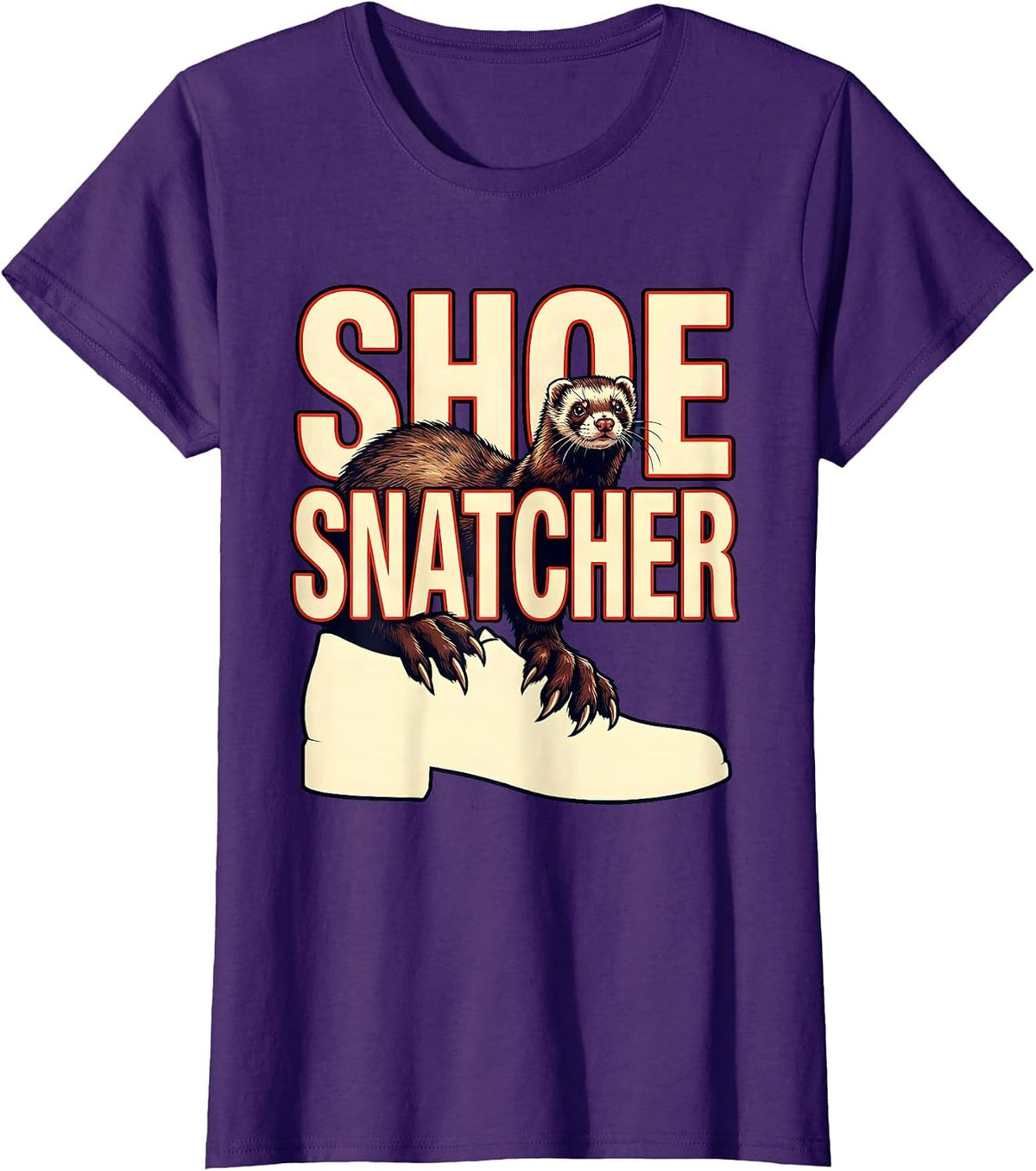 Women's Shoe Snatcher Funny Ferret Lover Gift T-Shirt - Purple