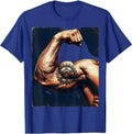 Labor Day Flexing Arm Gear Tattoo Graphic T-Shirt - Royal Blue