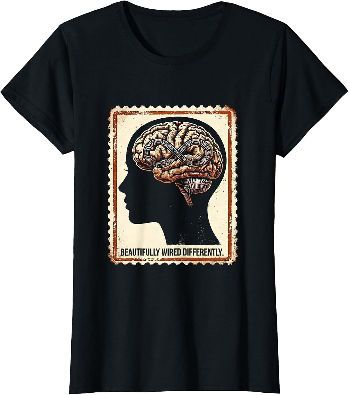 Women's Beautifully Wired Differently Autism Awareness Design T-Shirt - Black