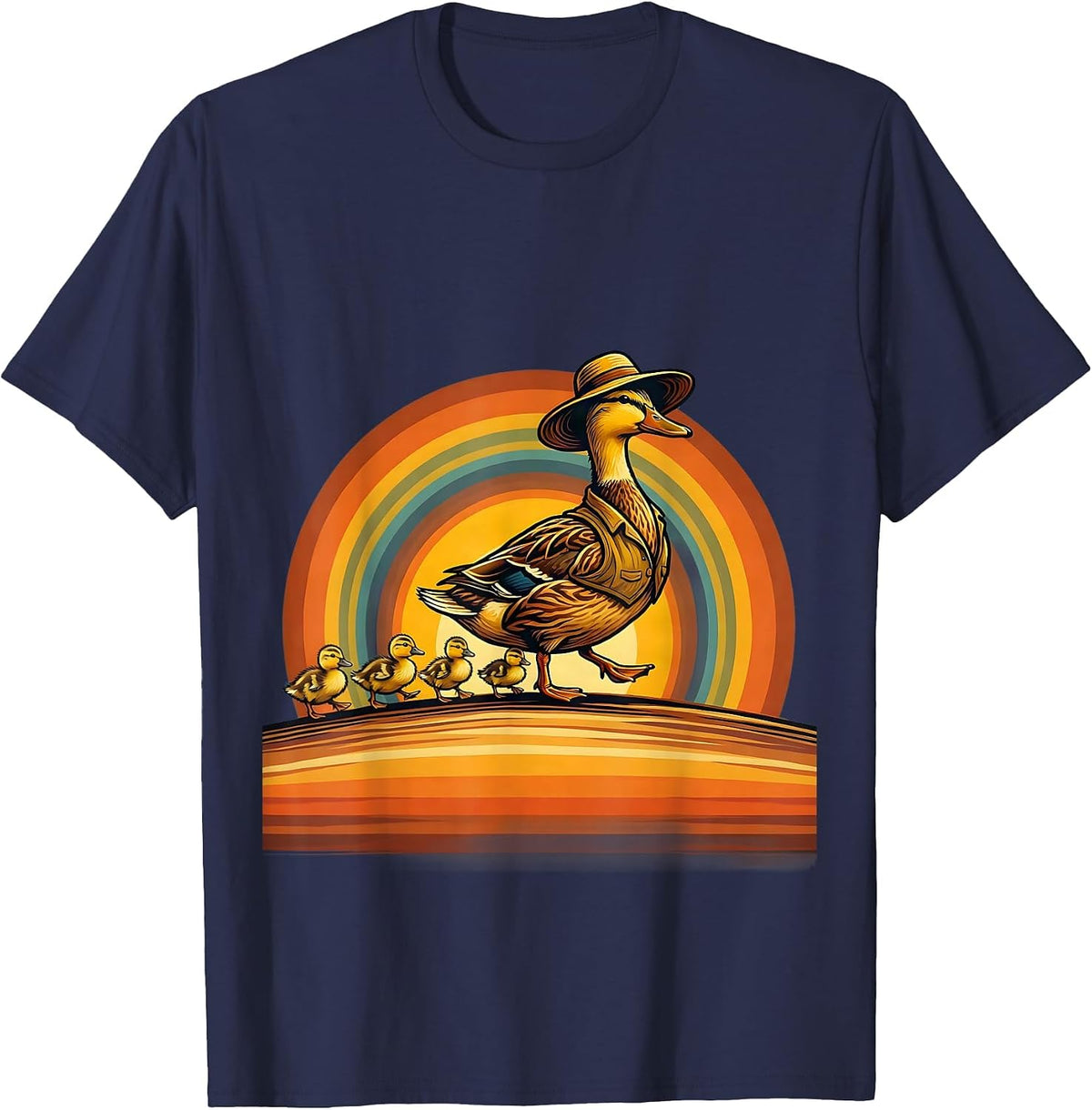 Men's Daycare Teacher Duck Parade Graphic T-Shirt - Navy Blue