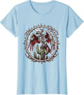 Women's Tropical Parrot on Cactus Mexico Nature Art T-Shirt - Baby Blue