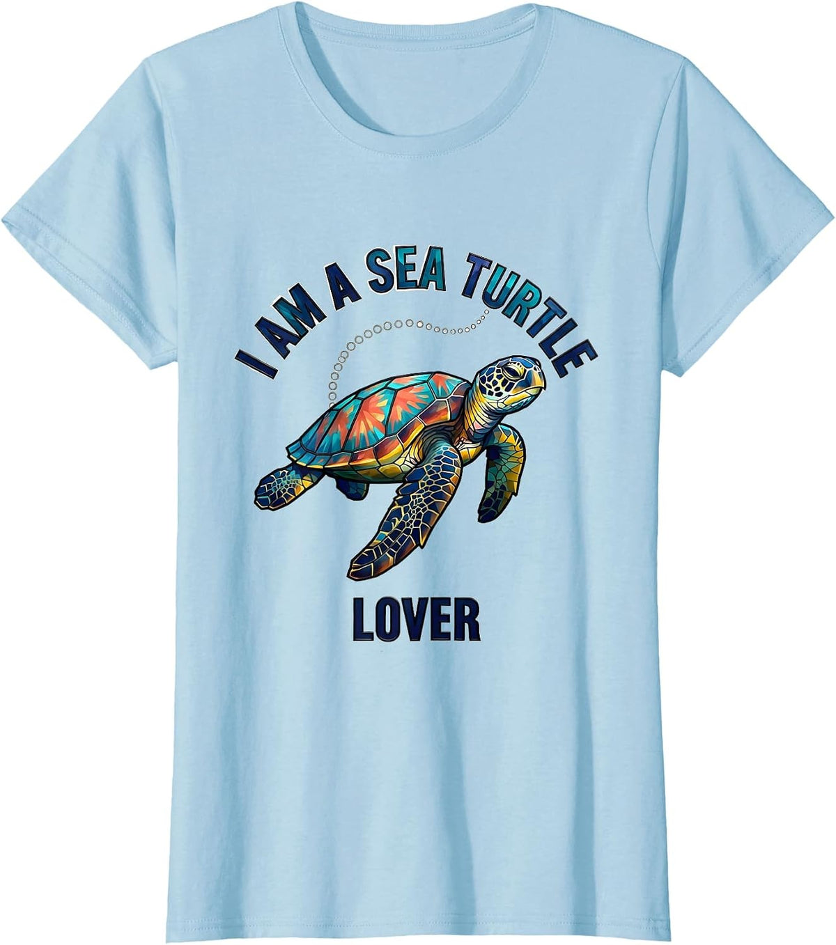 I Am A Sea Turtle Lover Stained Glass Mosaic Ocean Animal T-Shirt - Baby Blue