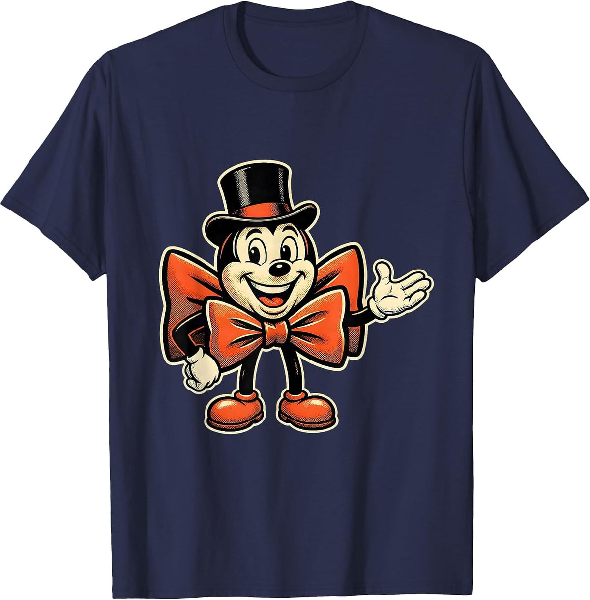 Tuxedo Gloves and Bow Tie Graphic Design T-Shirt - Navy Blue