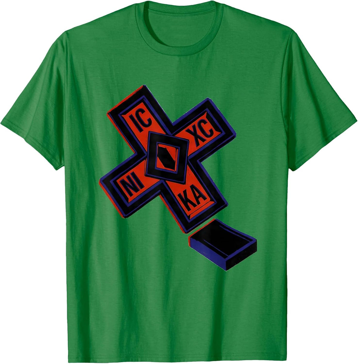Men's IC XC NIKA Vintage Orthodox Cross Russian Orthodox Christian T-Shirt - Kelly Green