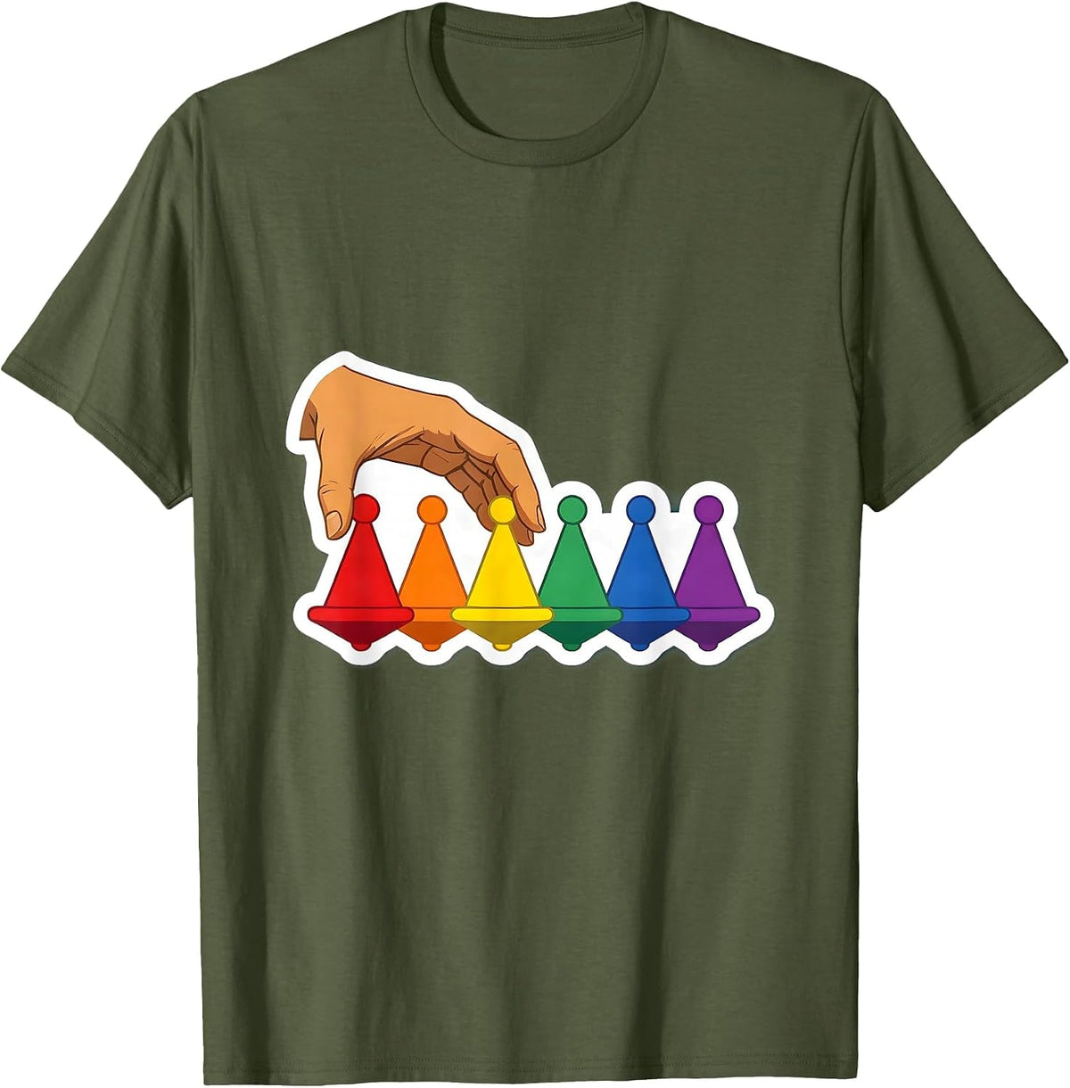 Autism Awareness Spinning Tops Arrangement Art T-Shirt - Olive Green